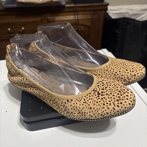 Chelsea & Violet Ballet Flats Animal Print Real Fur Cow Hair Women’s 9